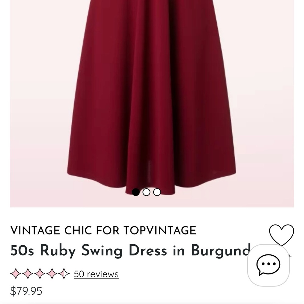 Vintage Chic for Top Vintage Pinup Swing Dress in Cranberry Red - Picture 6 of 8